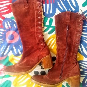 Vintage red suede boots